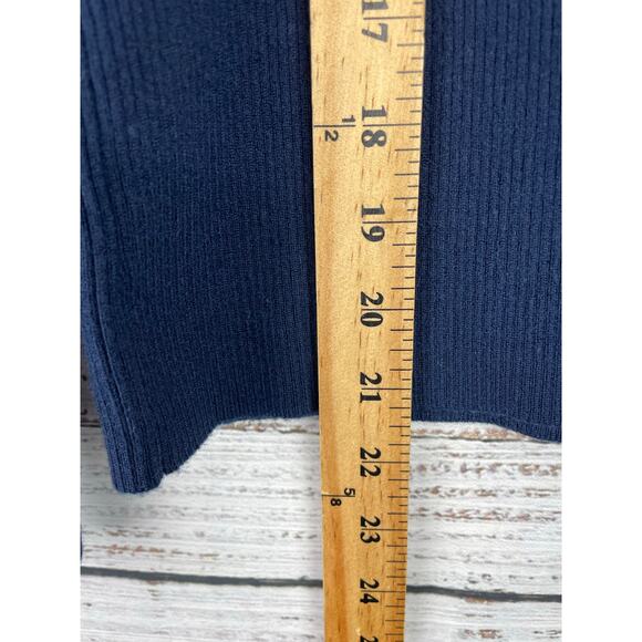Tory Burch Sport Navy Blue Ribbed Knit Merino Wool Sweater Medium Professional - Picture 5 of 8
